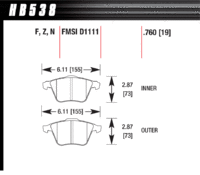 HAWK Колодки тормозные HP+ передние AUDI TT/TTS/S3 / VW Golf R